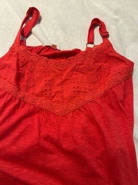 Women's Red Lace-Trim Cami Tank Top